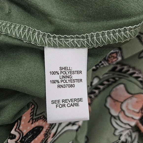 Cato Palazzo Pants Green Floral Paisley High Rise Pull On Stretch Waist - Picture 6 of 7